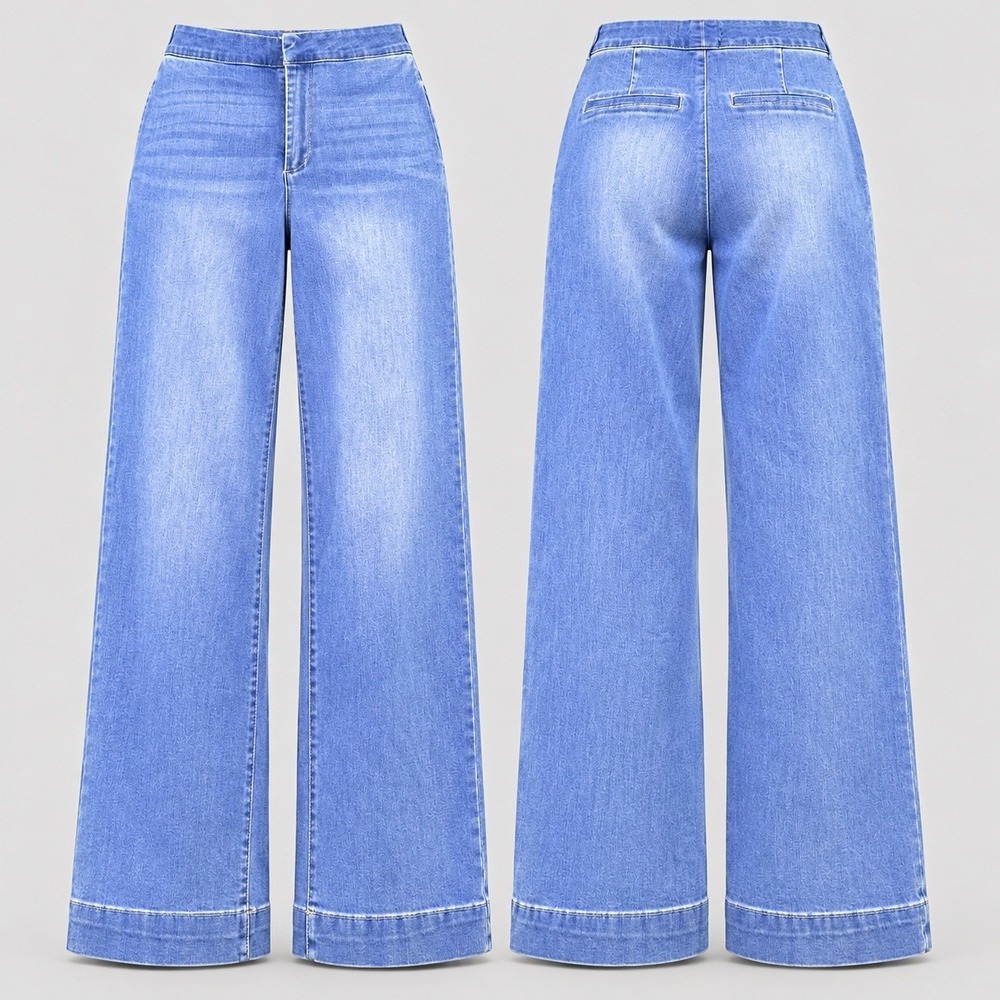OAT New York Wide Leg Jeans Women's 4/27 /30" Stretch Mid Rise boho y2k trouser